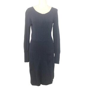PRANA Dress Women's Size Small Blue Long Sleeve Knit Midi Faux Wrap Stretchy